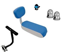 Bicycle Rear Seat Cushion Armrest Footrest Set Kid Child Safety Carrier Bicycle Baby Seat Including Cushion And Backrest Armrest Handrail Footrests Bell Blue