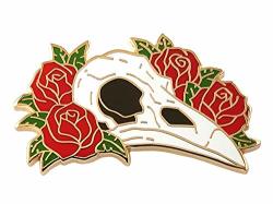Pinsanity Ravel Skull With Red Roses Enamel Lapel Pin