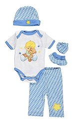 Precious Moments Baby Boys Star & Teddy 5-PIECE Layette Gift Set - Blue