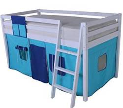 Beddybows Cabin Bed Mid Sleeper Loft Bunk Tent - Curtain Only Dark Light Blue
