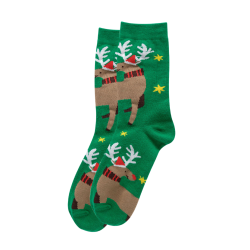 Festive Christmas Socks Assorted Designs - Green Reindeer