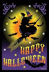 Toland Home Garden Flight Of The Witch 12.5 X 18 Inch Decorative Happy Halloween Garden Flag