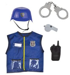 Police Vest Costume With Hard Helmet & Accessories