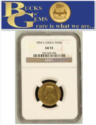 Bng 7th Birthday 1894 Zar Gold Pond Au55 Ngc High Grade - Herns Value R105 000 In Unc