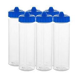 Montego Plastic Sure-snap Sports Water Bottle 6 Pack - Football Soccer Baseball Running Hockey Blue
