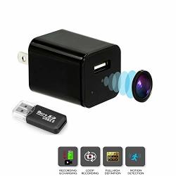 Spy Camera Charger USB Hidden Cam - MINI Wireless Secret Nanny Cam Recorder 1080P Video Only - Discreet Crystal Clear With Motion Detection And