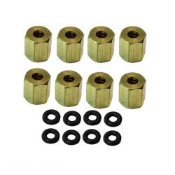 A Set Of 8 Copper Lock Nut With O-ring For 3 Ink Damper