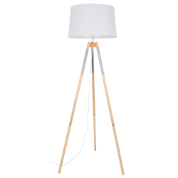 Bright Star Lighting - Wood Polished Chrome Standing Lamp With White Shade