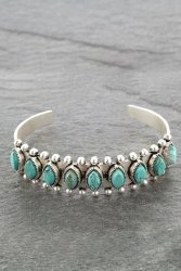 GREE N Boho Turquoise Gem Beaded Open Bracelet