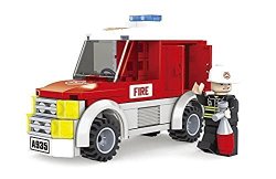 Fire Brigade Emergency Truck With Men 122PC Ausini Educational Building Blocks Set Compati