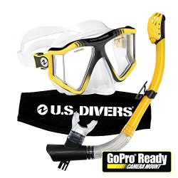 U.s. Divers Lux Mask Snorkel Combo With Mount Compatible With Gopro Cameras Yellow