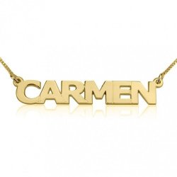 9CT Solid Gold Personalized "block" Nameplate Including Chain- 4 Letters