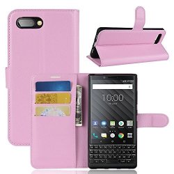 Blackberry KEY2 Case Cj Sunshine Stand Feature Flip Wallet Cover with Credit Card Slots magnetic Closure Cover For Blackberry KEY2 Phone Protective Case Pink