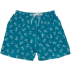 Black Mens Blue Anchor Printed Board Shorts S-xxl