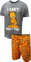 Garfield Pajama Pants Men's Adult Cartoon Cat Grid Loungewear