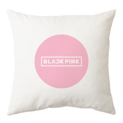Scatter Cushion 25CM - Black Pink - Logo Pink Round