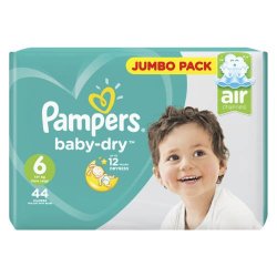 Pampers Active Baby 44 Nappies Size 6 XL Jumbo Pack