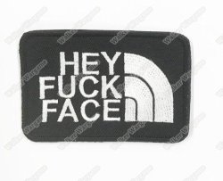 WG077 Hey Fxxk Face Us Army Chapter Morale Patch With Velcro - Black