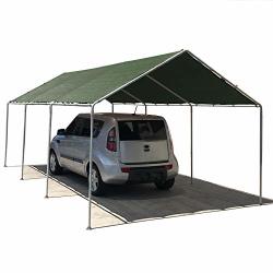 Alion Home Waterproof Poly Tarp Carport Canopy Replacement Garage Shelter Cover W Ball Bungees For Low & Medium Peak Frame Not Included 10' X 16'