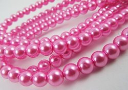 Glass Pearl Finish Round Tiny Beads Dark Deep Rose Pink For Handmade Jewerly Necklace Bracelet Beading Supplies Faux Pearls Top Quality C06 10MM