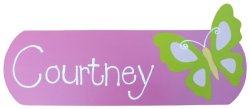 Personalised Name Plaque Pink & Lime Butterfly