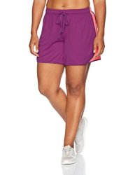 Fruit Of The Loom Fit For Me By Women's Plus Size Mesh Knit Short Grape Juice neon Coral 2X