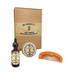 Dr. Prescott's Old Western Beard Elixir| 2 Oz Of Beard Oil 2 Oz Beard Balm Pine Wood Comb| Unscented| Great For Gift Giving
