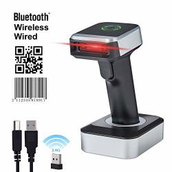 Losrecal Barcode Scanner Wireless 2 In 1 Bluetooth Bar Code Scanner 2.4G Wireless & USB 2.0 Wired 1D 2D Qr Automatic Laser Scanner Scanning