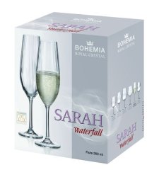 Bohemia Crystal Bohemia Royal Crystal Sarah Waterfall Flute Glasses 6 Pack