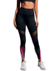 Tummy Control Sports Leggings - Black And Pink