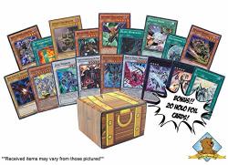 100 Yugioh Cards - Bonus 20 Yugioh Foils Includes Golden Groundhog Treasure Chest Storage Box