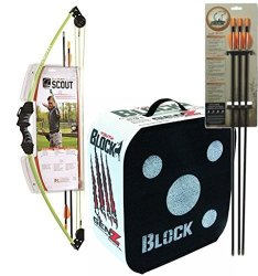 Bundle Includes 3 Items - 1004815 Bear Archery Scout Bow Set Flo Green And Block Genz Youth Archery Arrow Target And Bear Archery Youth