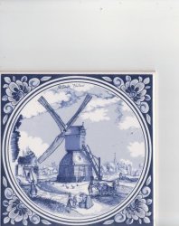 Delfts Blauw Holland White And Blue Tile Windmill