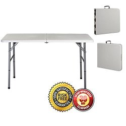New 4' Portable Plastic Folding Table O d Indoor Fold Picnic Party Dining Camp