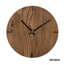 Mika Wall Clock In Oak - 250MM Dia Black Bold Black Second Hand