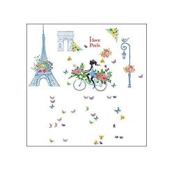 Dainzuy Eiffel Tower And I Love Paris- The Sweetest Highlight Of Your Home And Family 90X60CM 35.4X23.6 Inch Multicolor