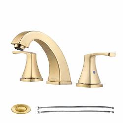 Parlos 2-HANDLE Widespread Bathroom Faucet With Pop Up Drain And Cupc Faucet Supply Lines Brushed Gold Doris 1417208