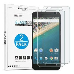 Google Nexus 5X Screen Protector 2 Pack Omoton Tempered Glass Screen Protector For LG Google Nexus 5X 5.2 Inch 2015 Released With 9H Hardness Crystal Clear No-bubble