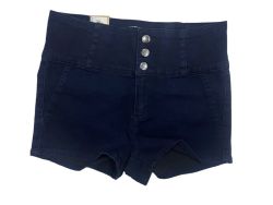 - High Waist Denim Indigo Ladies Stretch Fabric Shorts