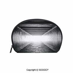 Scocici Printed Small Travel Toiletry Cosmetic Pouch Picture Of Light At The End Of Tunnel Exit Fear City Abandoned Handy Daily Storage Makeup Bag