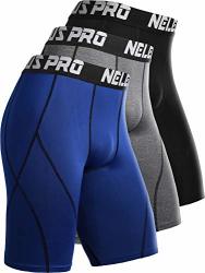 Neleus Men's 3 Pack Sport Running Compression Shorts 6012 Black Grey Blue XL Eu 2XL