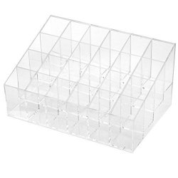 Clear Makeup 24 Stand Lipstick Display Holder Acrylic Cosmetic Stand Organizer Lip Gloss Storage Case Container