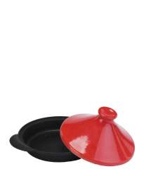 Tagine Cast Iron Base With Red Lid - Black