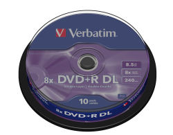 Matt Silver Dual Layer 8.5gb Dvd+r Dl 8x - 10 Pack Spindle