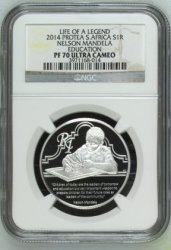 2014 Protea Nelson Mandela Education - Life Of A Legend R1 Silver Ngc Pf70 Perfect Proof 70 |