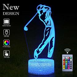 Golf Night Light 3D Mood LED Lamps Remote Control With 16 Colors Flashing Table Lights Sleeping Aid Bedroom Decoration Night Guidance Best Gifts For