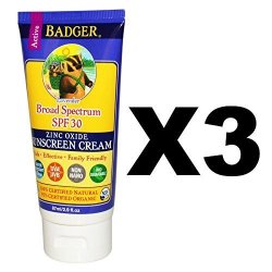 Badger Balm Lavender Sunscreen Cream- Spf 30 - 2.9 Oz Pack Of 3 Badger-eg