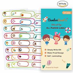 Baby Bottle Labels for Daycare, Self-Laminating, Waterproof Write-On Name Labels, Assorted Sizes & Colors, Pack of 64