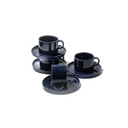 - Flat Stackable Cup & Saucer Choose From 4 Colours - Cobalt Blue