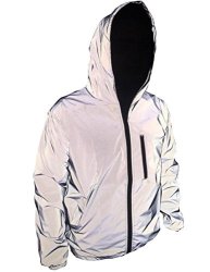 TR Mens 3M Super Bright Reflective Jacket Coat Asian S =us Xxs Grey